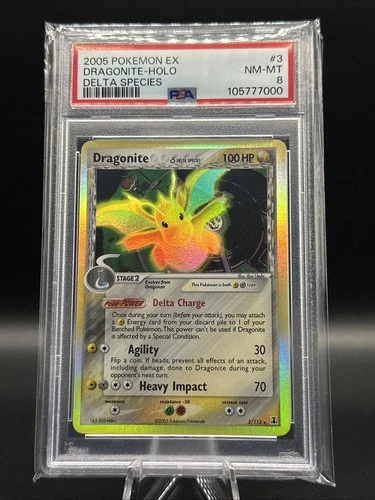 2005 Pokemon Ex Dragonite-Holo Delta Species #3 PSA 8