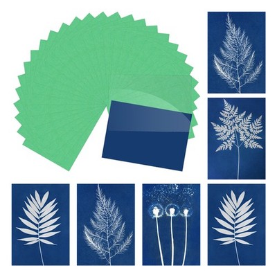Cyanotype Paper,24 Sheet Sun Print Paper Green Crafts with Board, 5.8x8.3''