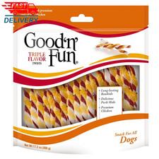 Triple Flavor Twists, Rawhide Chews for All Dogs, 70 Count