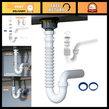 Flexible P Trap Drain Kit for Bathroom Kitchen Sink - 1-1/2" 1-1/4" Options