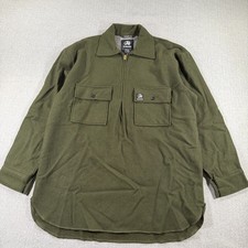 Swanndri Wool Jacket Mens XL Long Green 1/4 Zip Shacket Pockets New Zealand