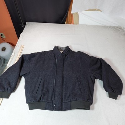 Members Only Stadium Club Jacket Mens 46 Gray Wool Bomber Sherpa Lined Coat Warm