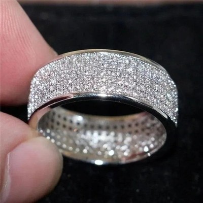Classic Women s Band Ring Full Paved Cubic Zirconia Crystal Wedding Engagement P