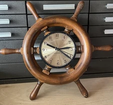 Vintage Mark L Nautical Wheel Ship Clock Tested Working