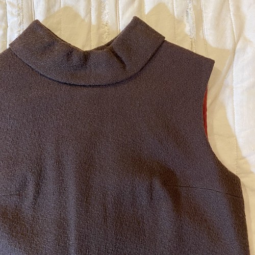 Vtg Stacy Ames Dress Womens Medium Brown Sleeveless High Cowl Neck Shift 60s USA - Picture 6 of 9