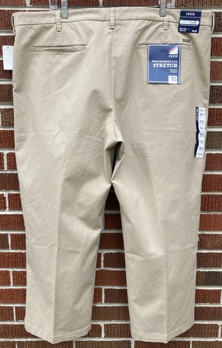 NWT IZOD BIG & TALL MEN'S DOUBLE PLEAT PERFORMANCE PLUS KHAKI PANTS 46 x 29 - Picture 2 of 6