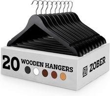 Wooden Hangers - 20 Pack, Heavy Duty, Non Slip Wood Hangers for Coats