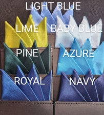 POCKET SQUARE 4 Point CROWN Fold Ready-to-Wear SELECT blues  greens SOLID New