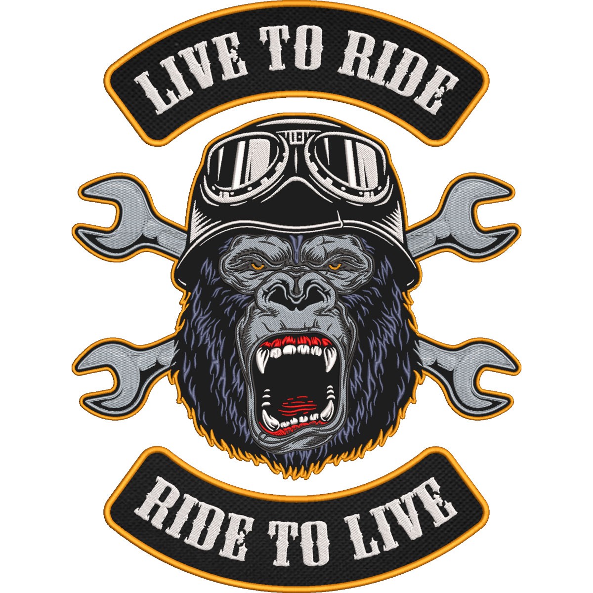 Live to Ride Gorilla Biker Motorcycle Patch