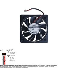 Fan Axial Muffin Cooling DC 12V 80mm 80x80x15 ADDA AD0812HB-D91 0.30A