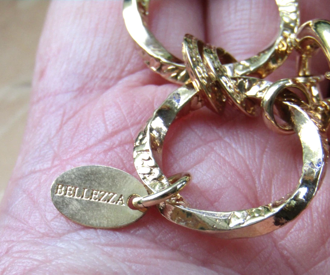 BELLEZZA LIRA COIN BRONZE CHAIN LINK BRACELET WITH FACETED BEAD CHARM 9" image 10