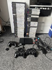 PlayStation 2 SLIM console large bundle PS2 78 Games ,Singstar & 3 controllers