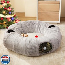 Cat Tunnel Bed for Indoor Cats - Cute Cat Donut Tunnel with Washa