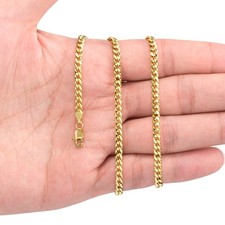 14K Yellow Gold Mens 4mm Miami Cuban Link Chain Italian Pendant Necklace 28"