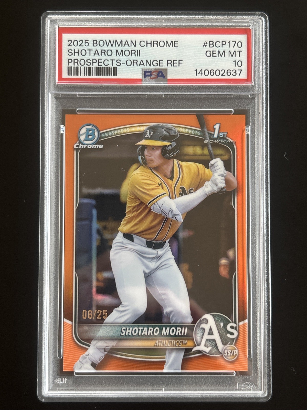 2025 Bowman Chrome PSA 10- Shotaro Morii #BCP-170 - TRUE Orange /25