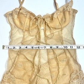 La Perla Sheer Lace Teddy Mesh Lingerie Bodysuit Bustier Nude Peach Italy 34 2 S