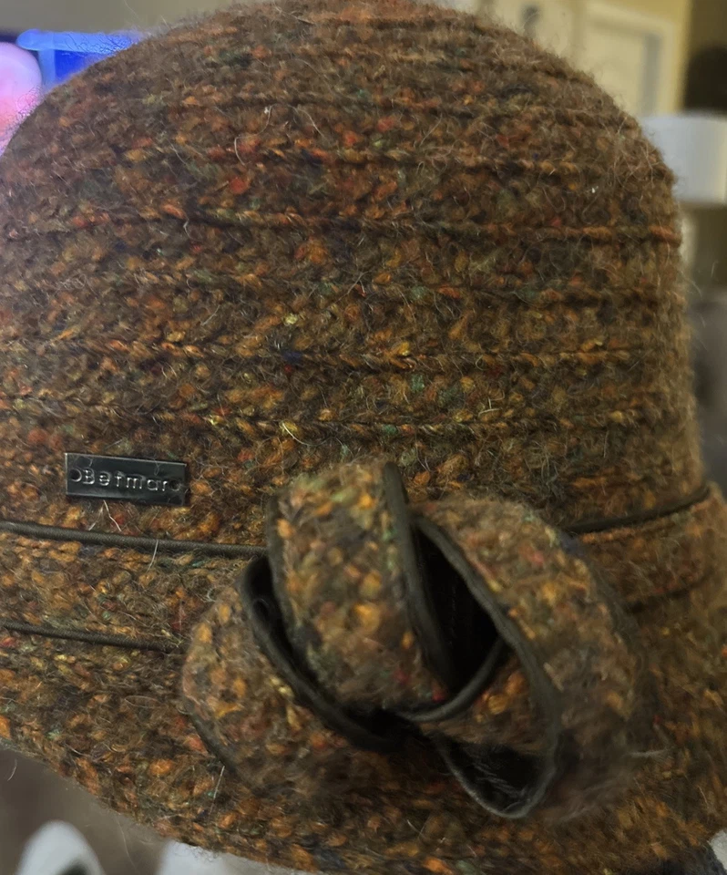 SOMBRERO BETMAR NEW YORK Tejido Naranja Quemado Marrón Mezcla de Lana Diseño de Logo  Foto 3 de 4