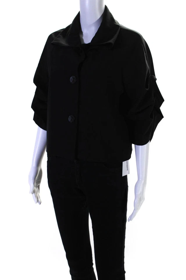 Joseph Ribkoff Womens 3/4 Sleeve Two Button Collared Light Jacket Black Size 6 - Image 2 of 4