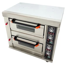 Movable Double-decker Oven Gas Heating Cake Bread Pizza Baking Oven Toaster 220V