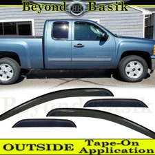2007-2013 GMC Sierra Extended Cab 4PC Smoke Door Vent Visors Window Rain Guards