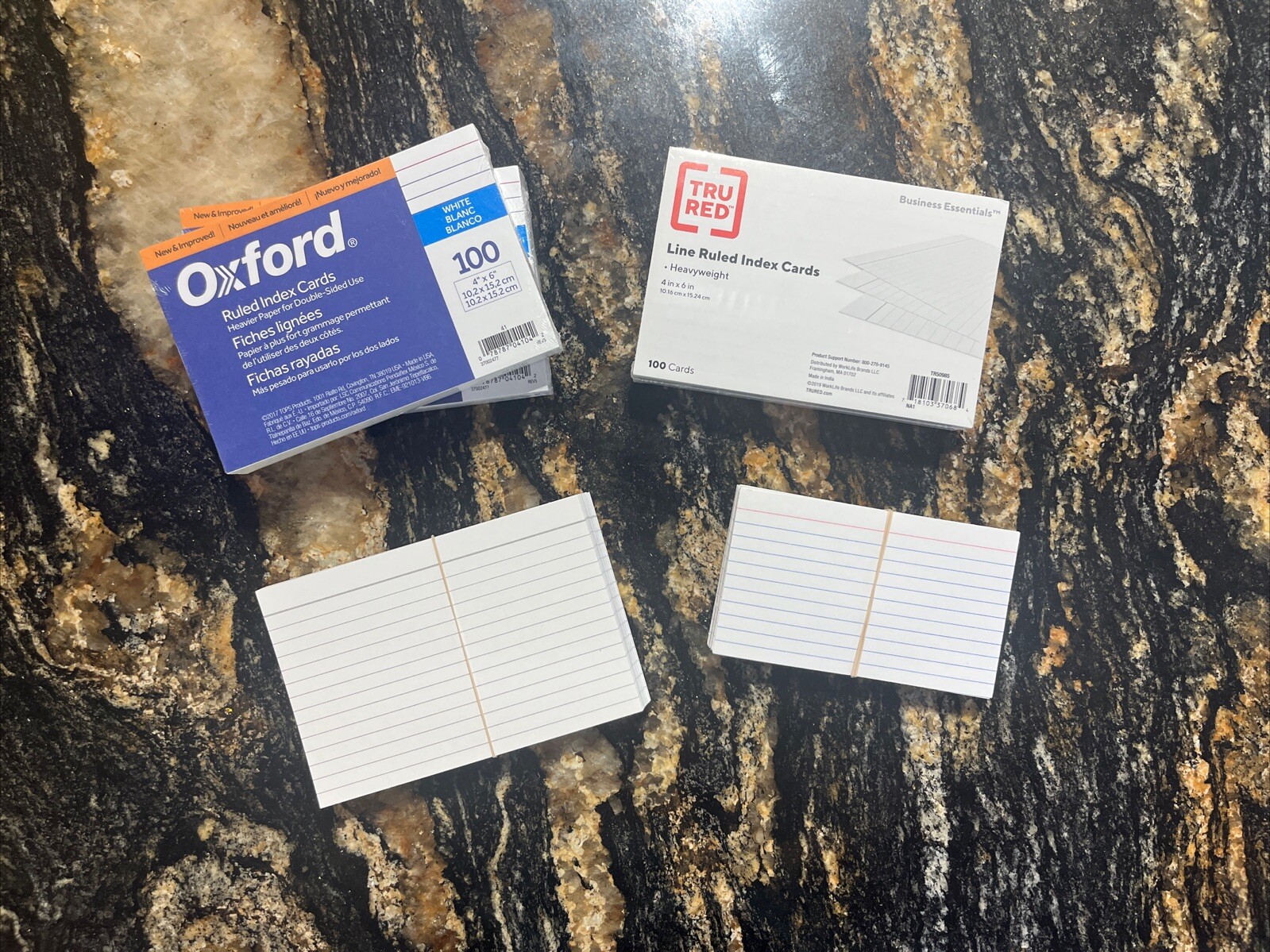 2 Oxford Index Cards 100 Ct. ~New/ 1 True Red 100 Ct. & 2 Bundles Open ...