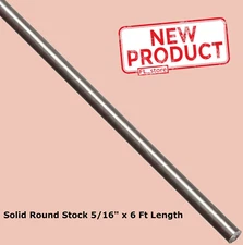 Stainless Steel Solid Round Stock 5/16" x 6 Ft Length 303 Unpolished 72" Rod NEW
