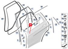 Neu BMW X5 F15 T�rkanaldichtung hinten rechts innen 51227289642 7289642