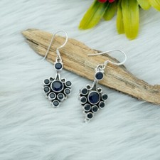 Blue Sapphire Earring 925 Sterling Silver Natural Sapphire Blue Gemstone Earring