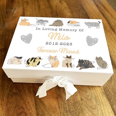 Süße Katze Bordüre Haustier Denkmal personalisierte Erinnerung Erinnerung Andenken Box
