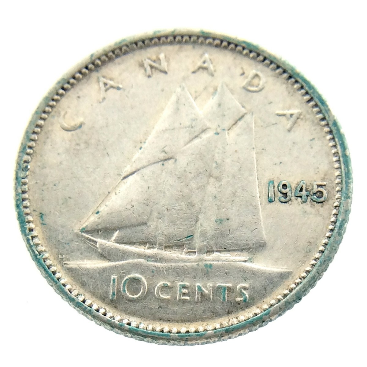 1945 Canada Ten Cents Silver Dime Canadian Circulated George VI