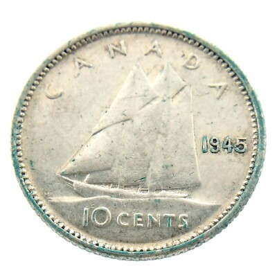 1945 Canada Ten Cents Silver Dime Canadian Circulated George VI