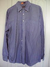 Blue Stripe 16 1/2 36 Kirkland Non-Iron Mens Dress Shirt Pocket Point Collar