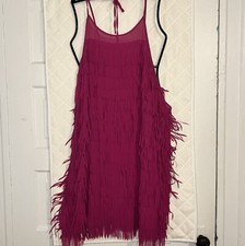 Urban Outfitters Magenta Mini Fringe Dress Large