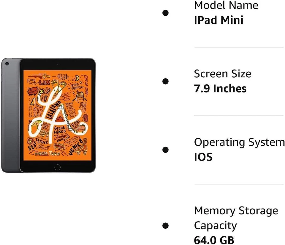 Apple iPad Mini 5th Gen. 64GB Wi-Fi + 4G (Unlocked) 7.9 in. - Gray *New in Box - Image 4 of 4