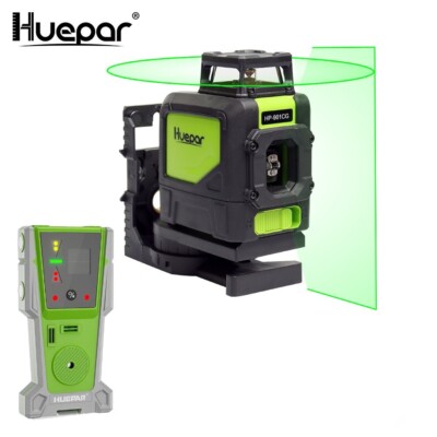 Huepar 901CG grüner 2D Kreuzlinienlaser mit Laserdetektor LR8RG