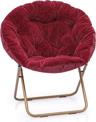 round Folding Faux Fur Saucer Chair for Bedroom Living Room Dorm Courtyard Folda