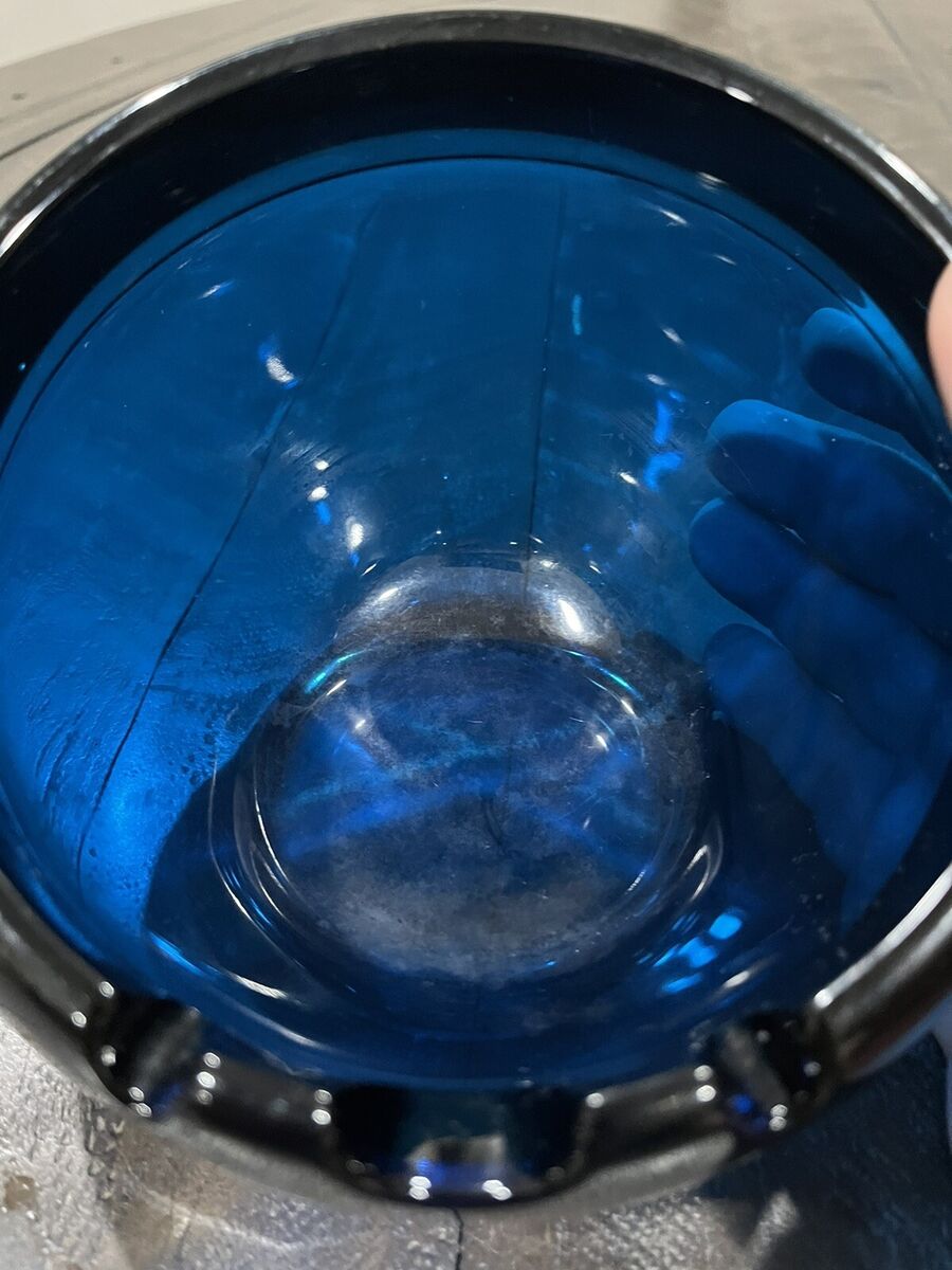 Vintage Mid Century Modern Viking Glass Orb Ashtray Cobalt Vintage Mid Century Modern Viking Glass Orb Ashtray Cobalt