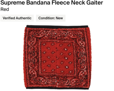 New Supreme Bandana Fleece Neck Gaiter/Red!!!100% Authentic New Supreme Bandana Fleece Neck Gaiter/Red!!!100% Authentic
