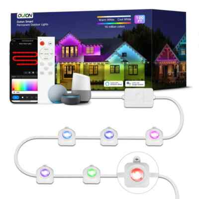 BICIK RGBIC 100 ft LED String Lights, Waterproof Outdoor Smart Color-Changing Li