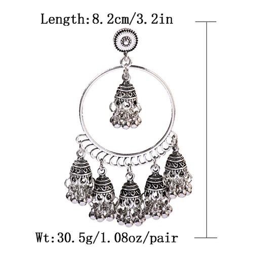 Indian Ethnic Bollywood Women Gold Bohemian Vintage Drop Jhumka Earrings - Picture 119 of 189