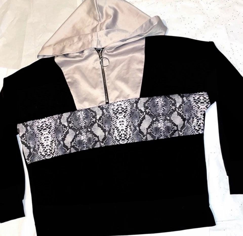 Boohoo Zara estilo bloques de colores sudadera con capucha cortavientos talla 10 suavemente apreciado Foto 3 de 4