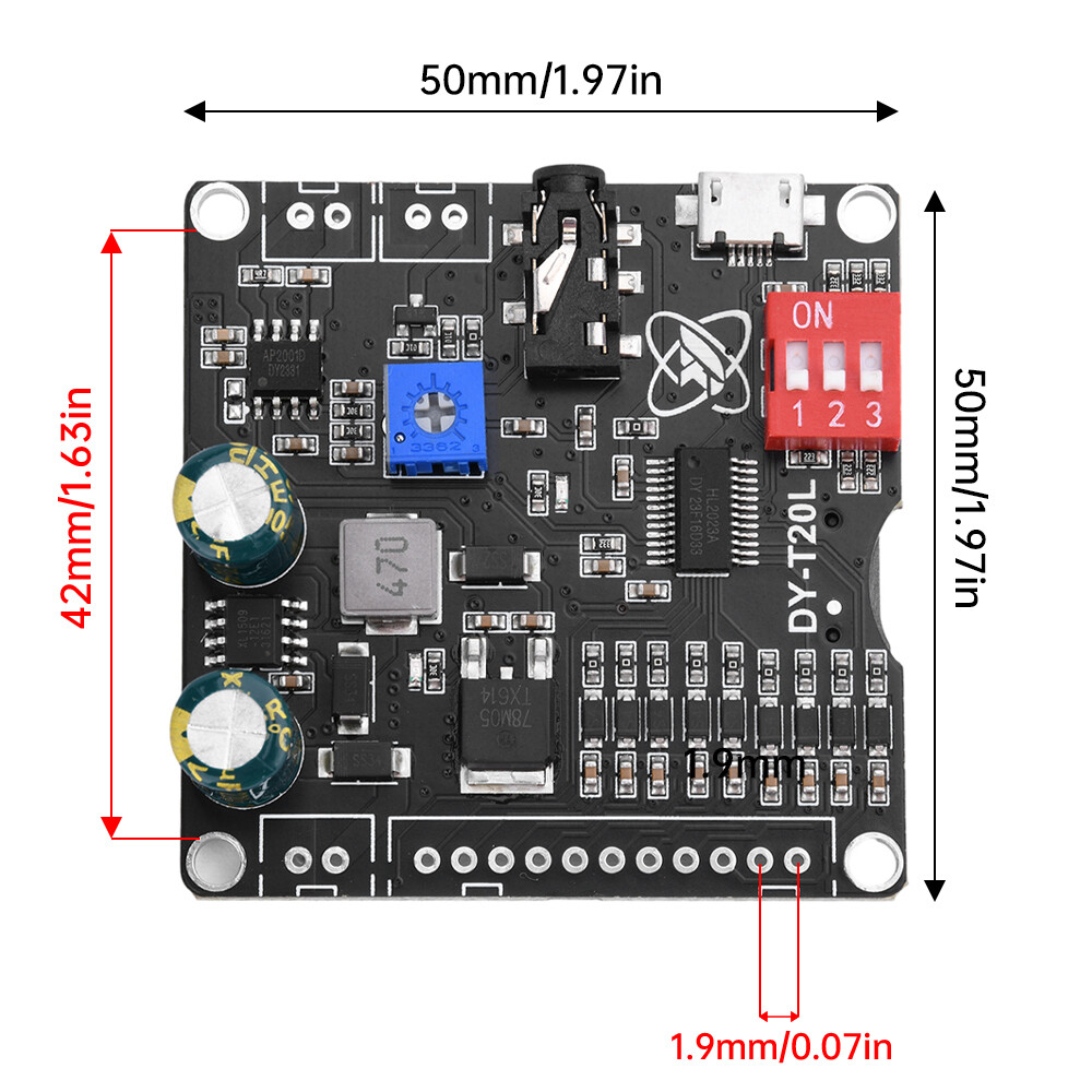 Modulo Riproduzione Vocale MP3 Con Amplificatore Classe D – 20W, 9 Vie, DC 6-35V, Scheda Audio Personalizzata