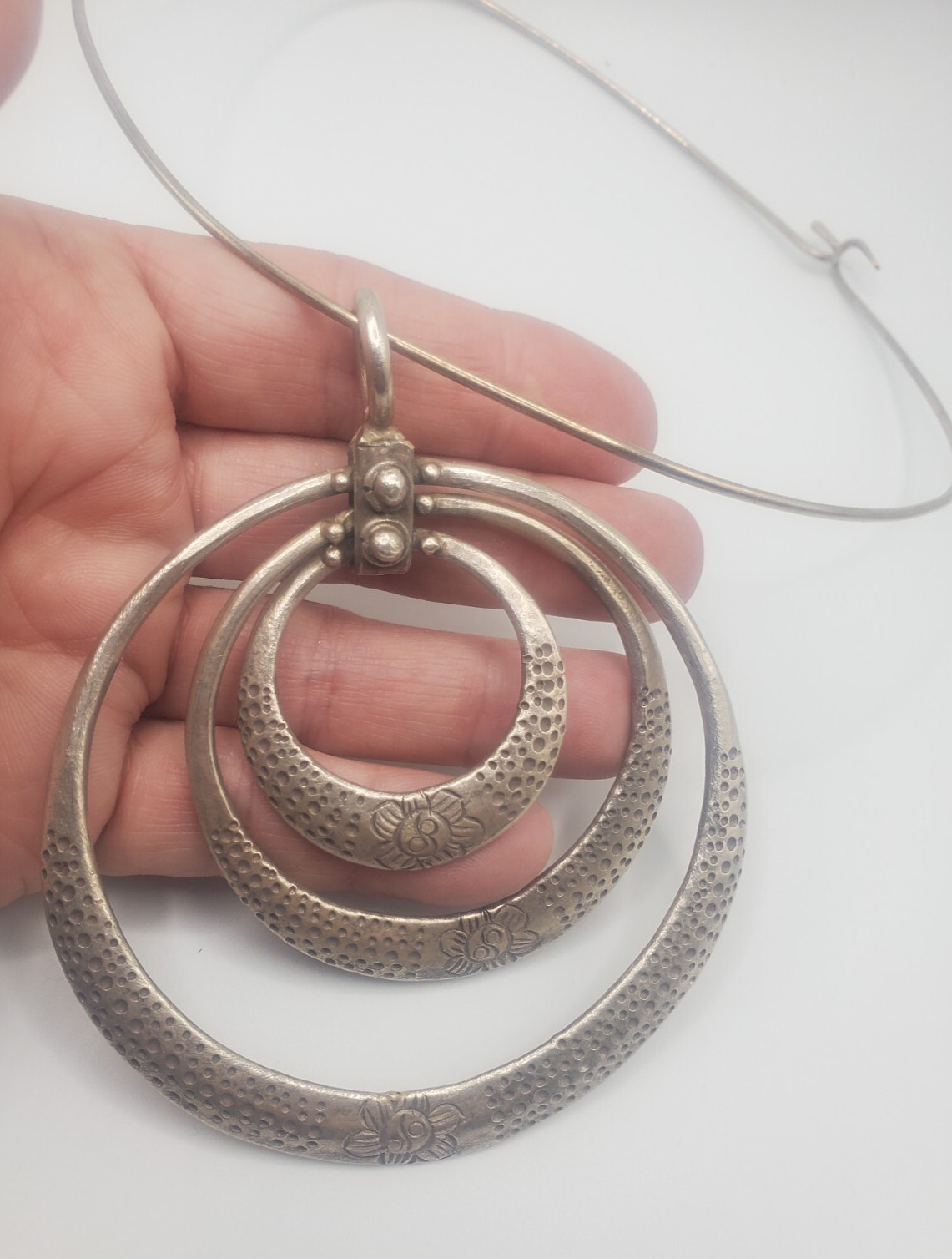 Statement Necklace with Concentric Circle Pendant… - image 4