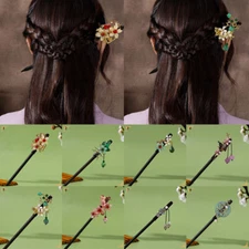 Retro Chinese Style Wooden Flower Hair Chopsticks Hair Stick Hairpin Chignon Pi⊥