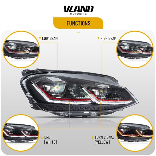 Paar Scheinwerfer Red Line Paar LED Für Volkswagen VW GOLF MK7.5 2017-2020 - Bild 5 von 16