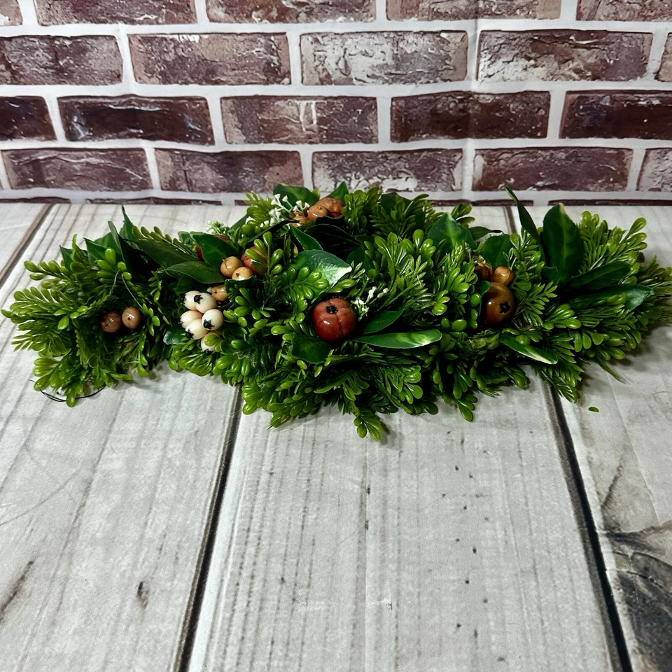 Лот из 2 винтажных колец для свечей искусственная зелень с маленькими сосновыми шишками MCM Decor' 7"" - Изображение 3 из 4