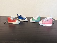 4 CUTE mini tennis shoes sneakers high top keychain 3" x 1 1/2"