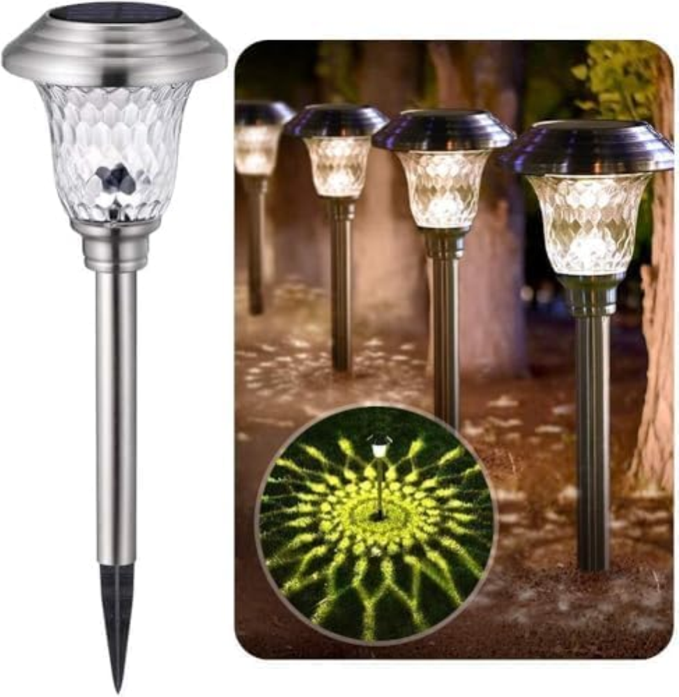 BEAU JARDIN 8 Pezzi Lampade da Giardino LED Torce Solari Luci da Giardino Inox c
