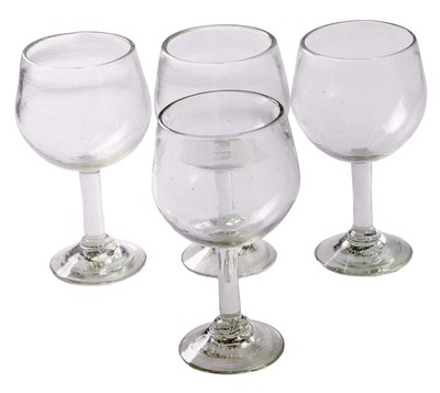 Orion Mexican Glassware Natural 16 oz Large Wine Glass or Goblet - Set of 4