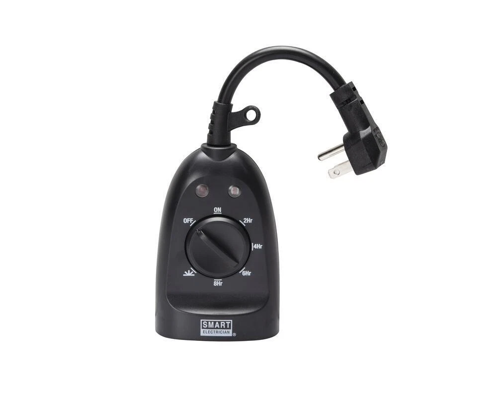 15-Amp Plug-In 2-Outlet Photocell Auto On Mechanical Timer with 6" Power Cord